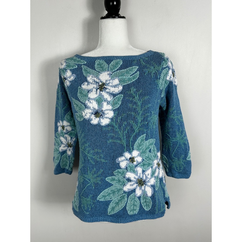 Vintage David Brooks Hand Knitted Silk Bend Sweater Womens Sz Medium Floral Boho